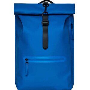Rains Rolltop Rucksack W3 Waterproof Backpack Waves Blue 19.2"H x 12.8"W x 4.4"D